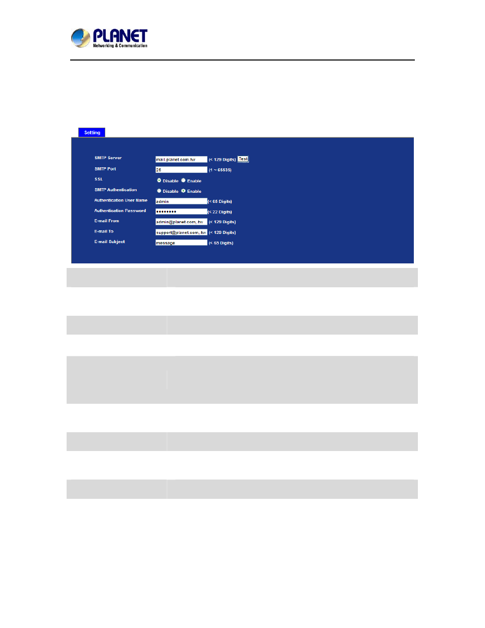 E-mail configuration | PLANET ICA-8350 User Manual | Page 70 / 103