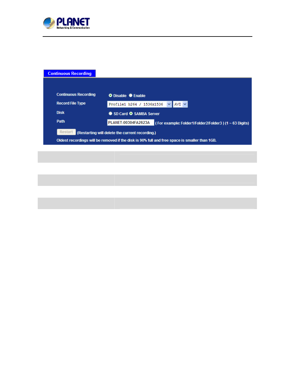 Continuous recording | PLANET ICA-8350 User Manual | Page 76 / 103