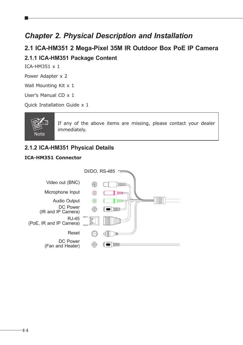 Chapter 2. physical description and installation | PLANET ICA-HM312 User Manual | Page 4 / 12