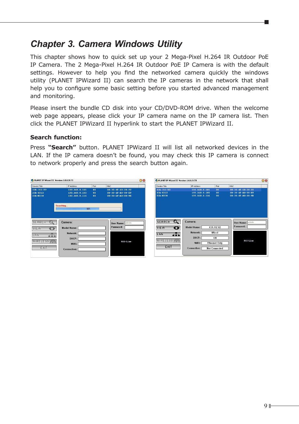 Chapter 3. camera windows utility | PLANET ICA-HM312 User Manual | Page 9 / 12