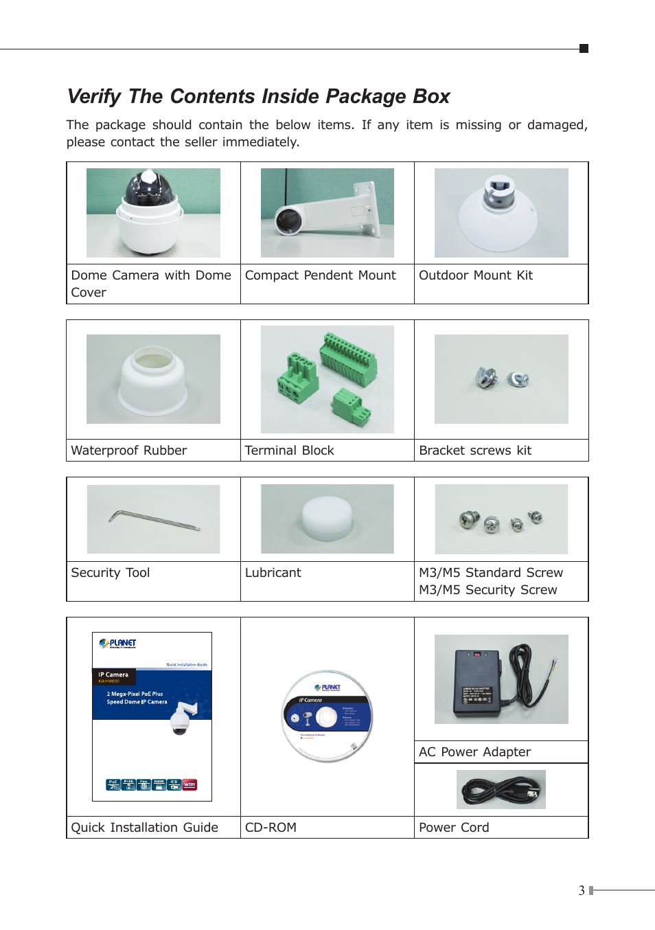 Verify the contents inside package box | PLANET ICA-HM620 User Manual | Page 3 / 12