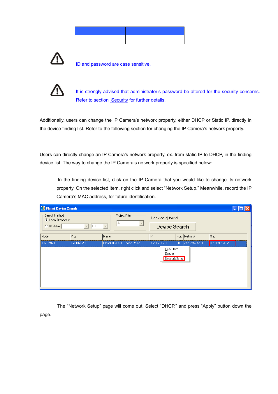 3 example of changing ip camera’s network property | PLANET ICA-HM620 User Manual | Page 23 / 109