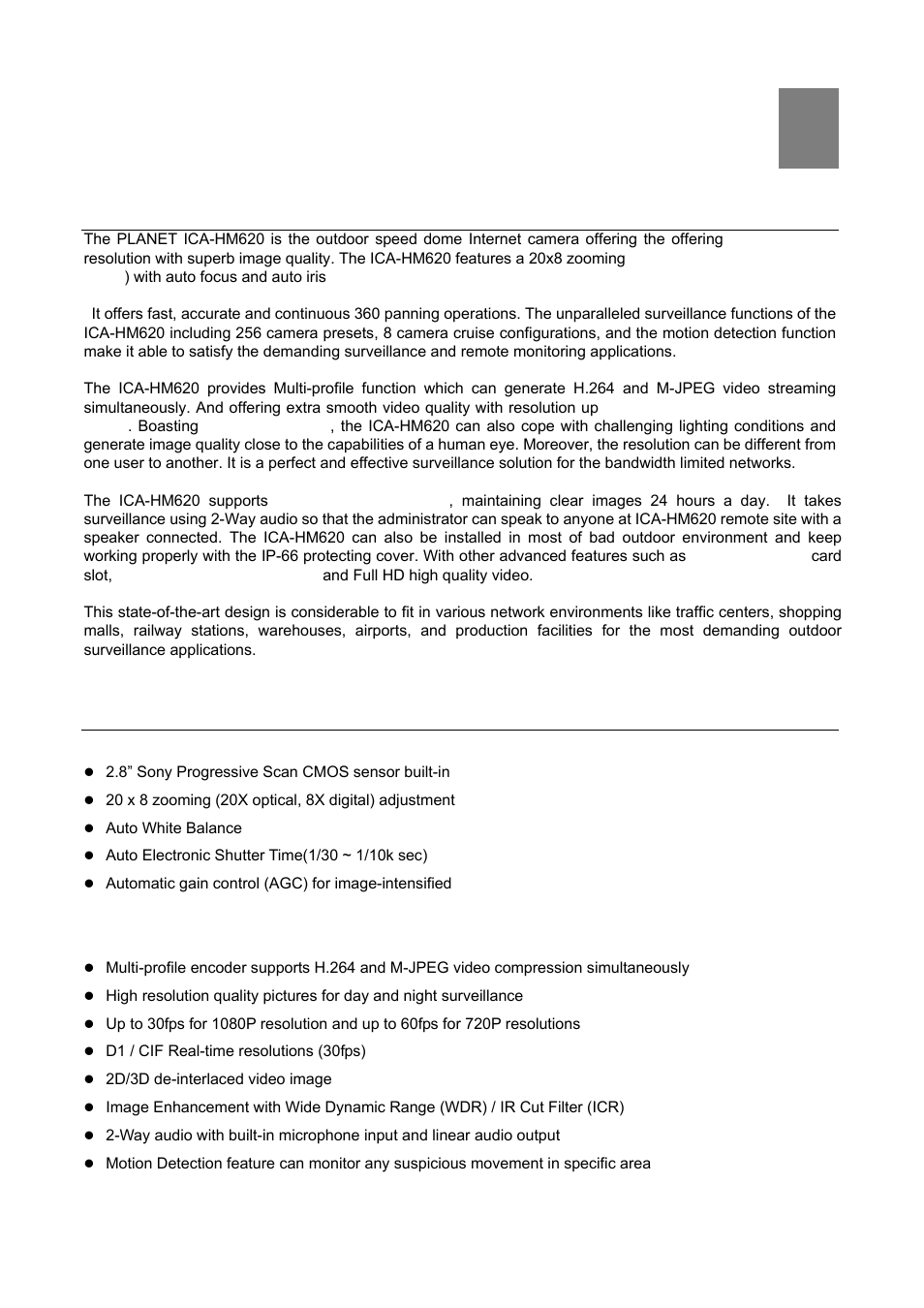 Chapter 1 introduction, Overview, Product features | PLANET ICA-HM620 User Manual | Page 6 / 109