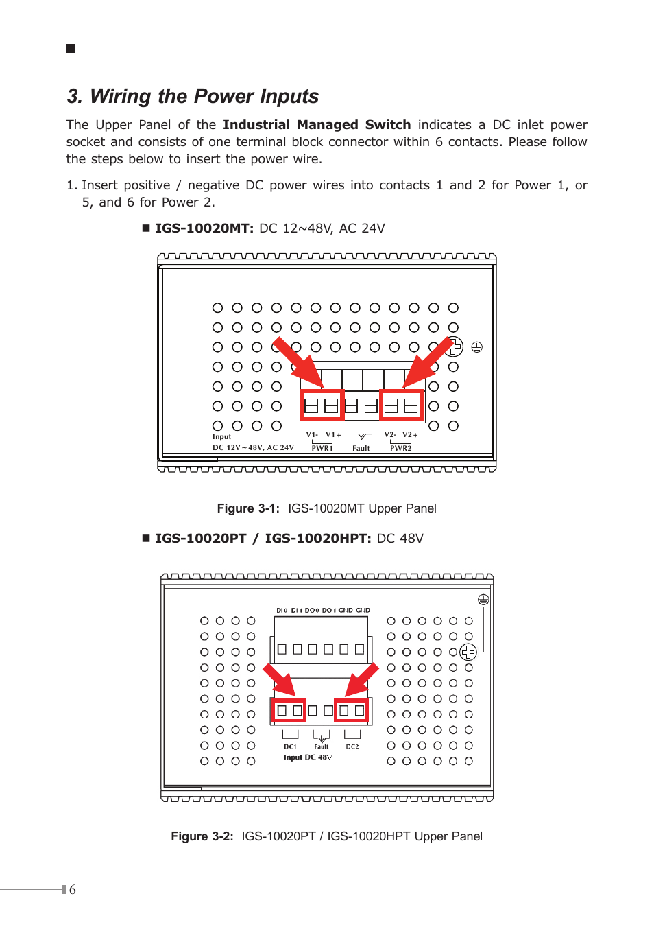 Wiring the power inputs | PLANET IGS-10020HPT User Manual | Page 6 / 20