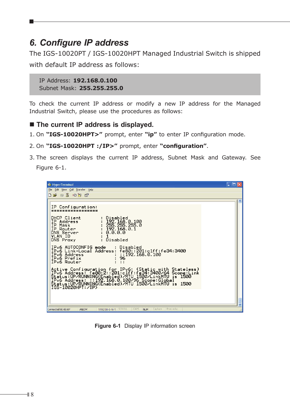 Configure ip address | PLANET IGS-10020HPT User Manual | Page 8 / 16