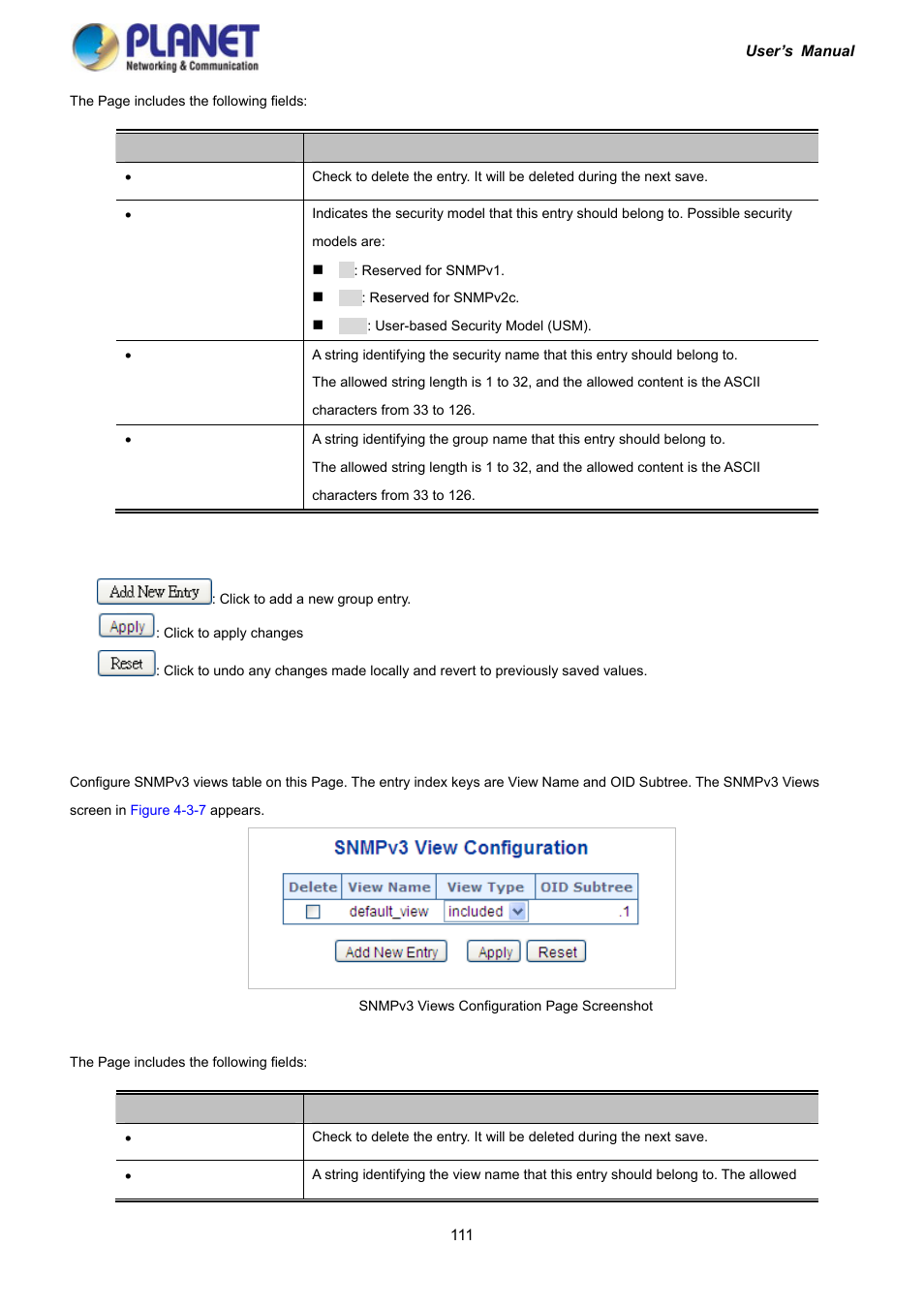 4 snmpv3 views | PLANET IGS-10020HPT User Manual | Page 111 / 417