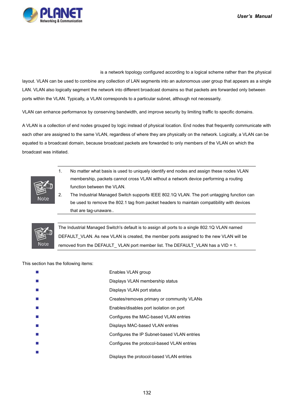 6 vlan, 1 vlan overview | PLANET IGS-10020HPT User Manual | Page 132 / 417