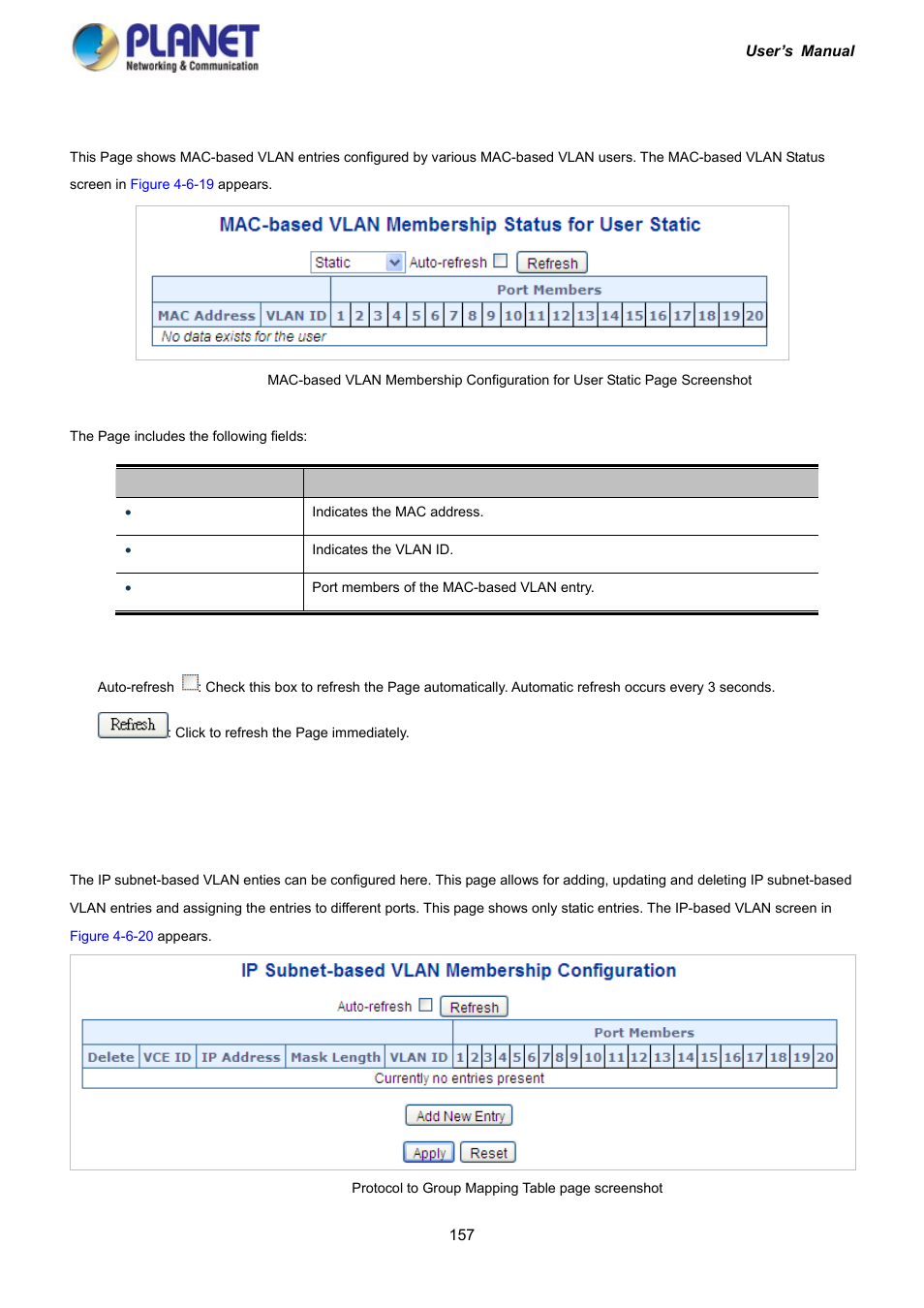10 mac-based vlan status, 11 ip subnet-based vlan | PLANET IGS-10020HPT User Manual | Page 157 / 417