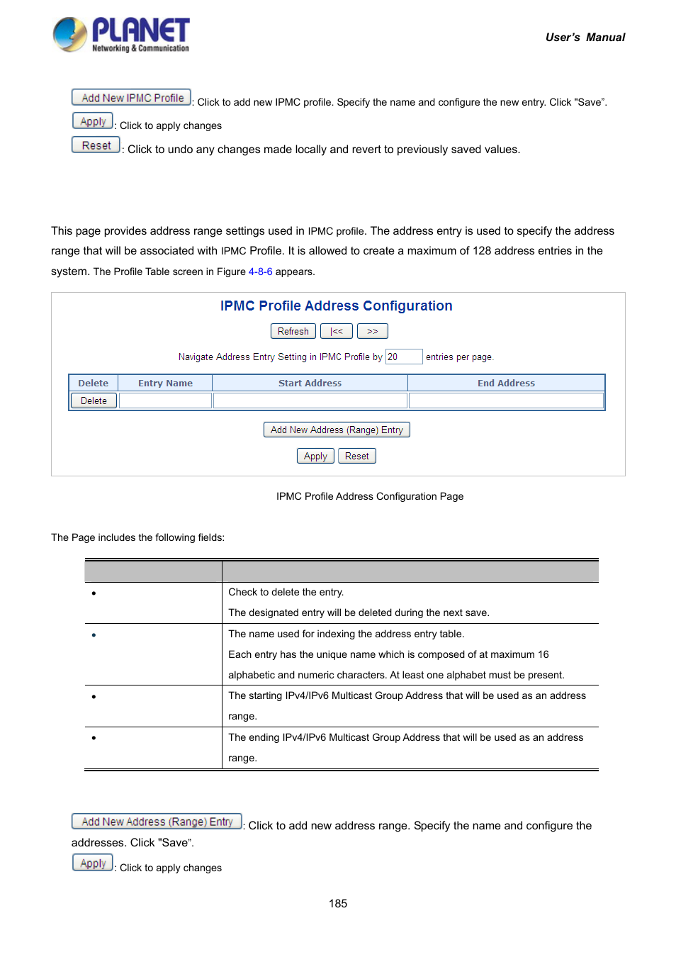 3 address entry | PLANET IGS-10020HPT User Manual | Page 185 / 417