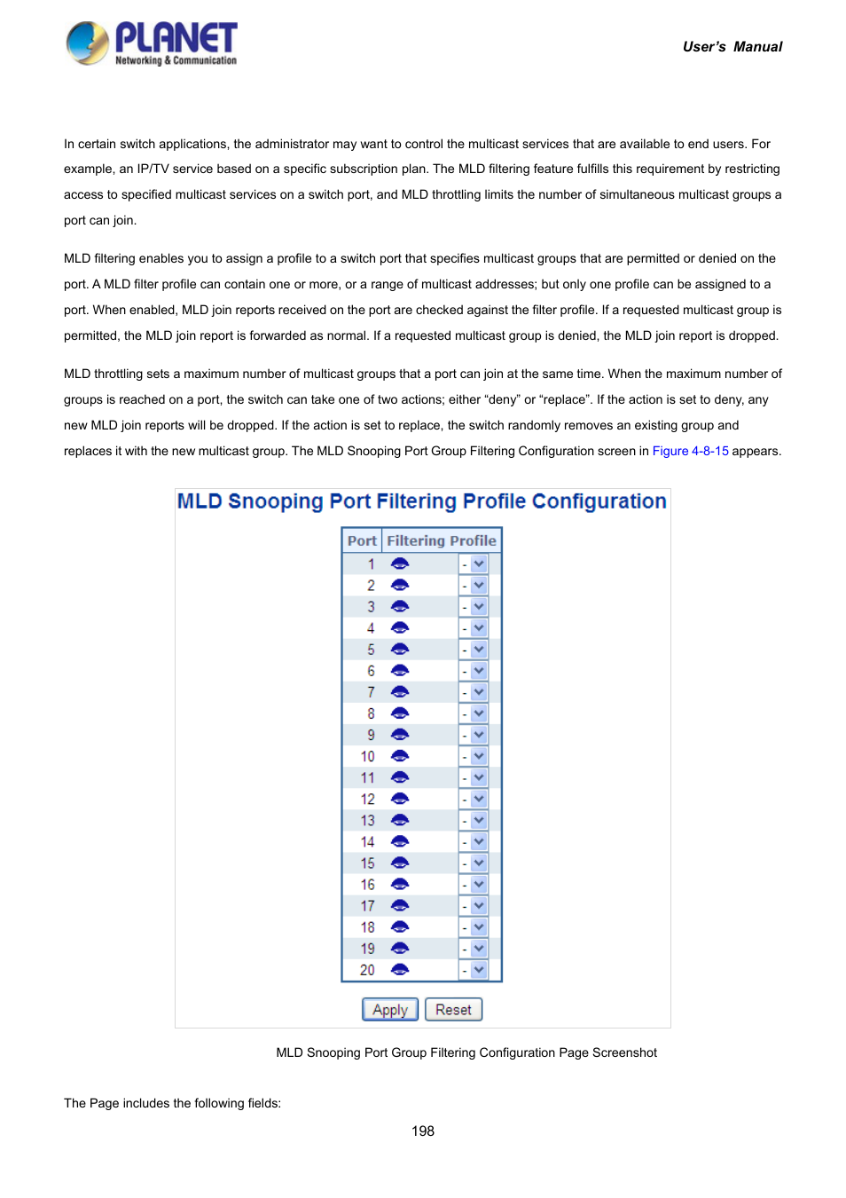12 mld snooping port group filtering | PLANET IGS-10020HPT User Manual | Page 198 / 417