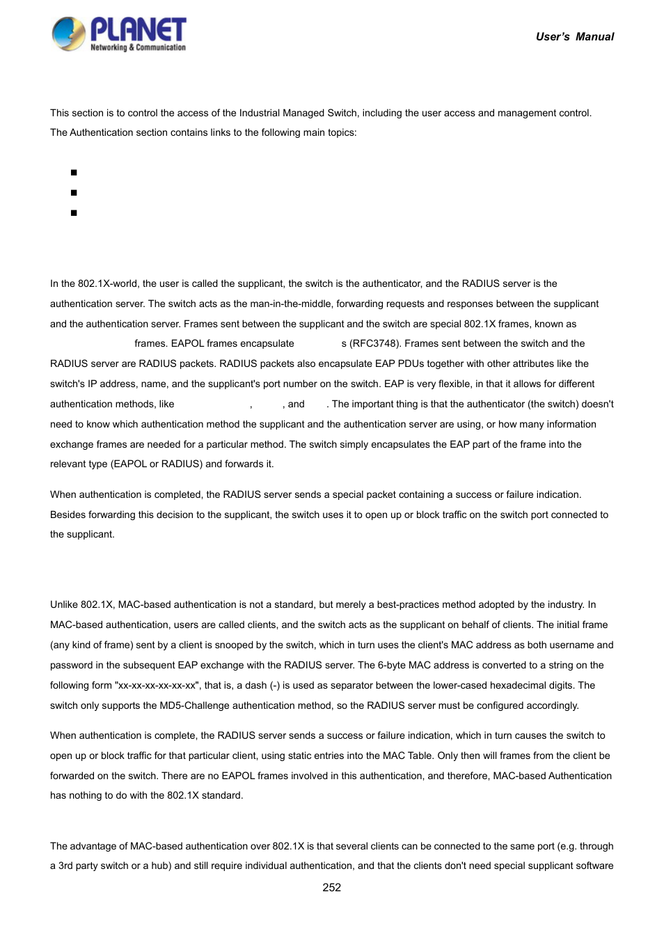 11 authentication | PLANET IGS-10020HPT User Manual | Page 252 / 417