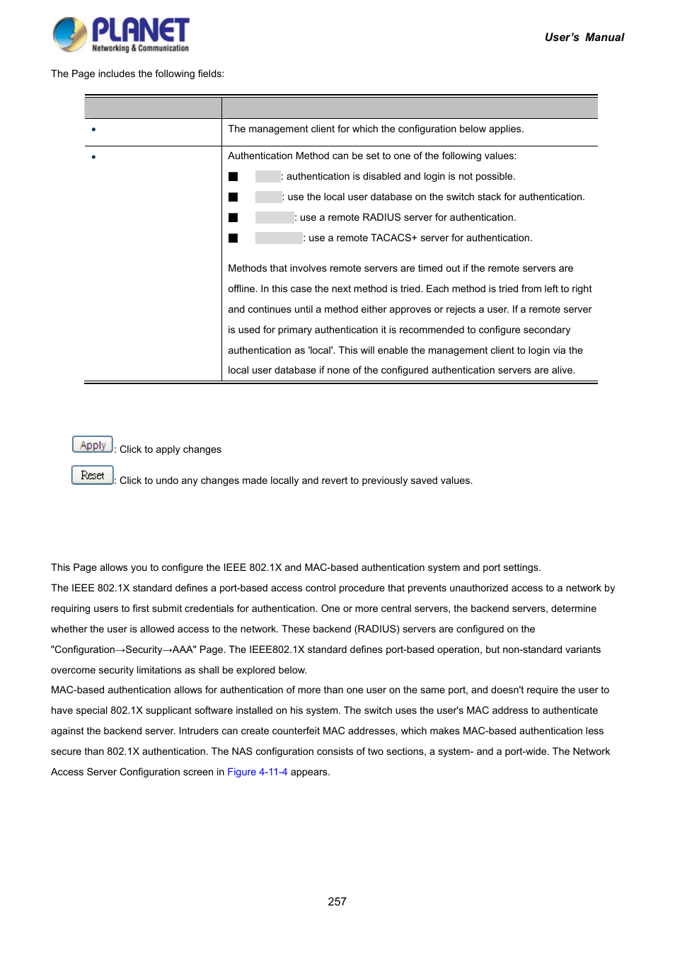 3 network access server configuration | PLANET IGS-10020HPT User Manual | Page 257 / 417