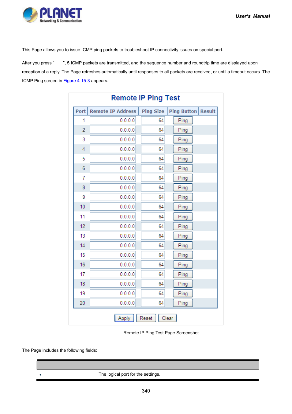3 remote ip ping test | PLANET IGS-10020HPT User Manual | Page 340 / 417