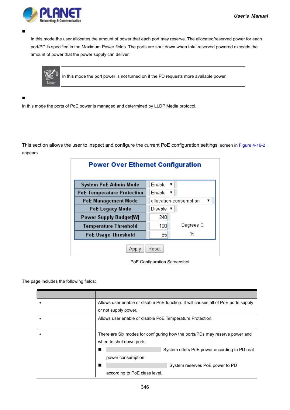 3 power over ethernet configuration | PLANET IGS-10020HPT User Manual | Page 346 / 417