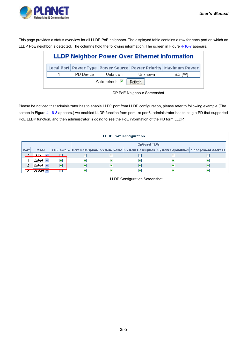 8 lldp poe neighbours | PLANET IGS-10020HPT User Manual | Page 355 / 417