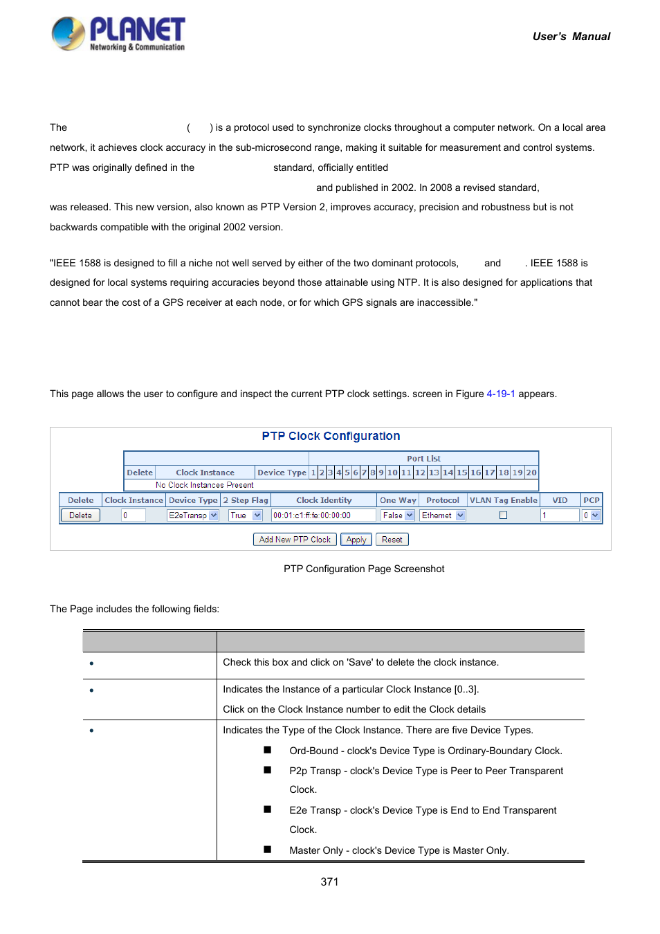 19 ptp (igs-12040mt/20040mt only), 1 ptp configuration | PLANET IGS-10020HPT User Manual | Page 371 / 417