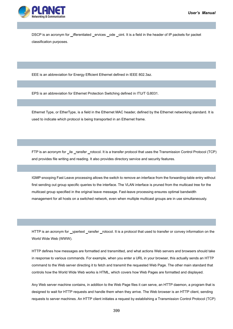 PLANET IGS-10020HPT User Manual | Page 399 / 417