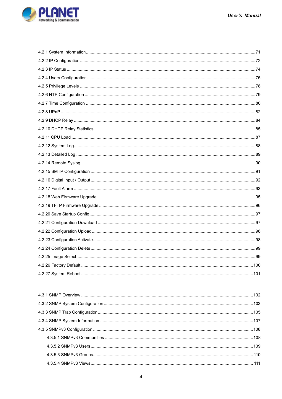 PLANET IGS-10020HPT User Manual | Page 4 / 417