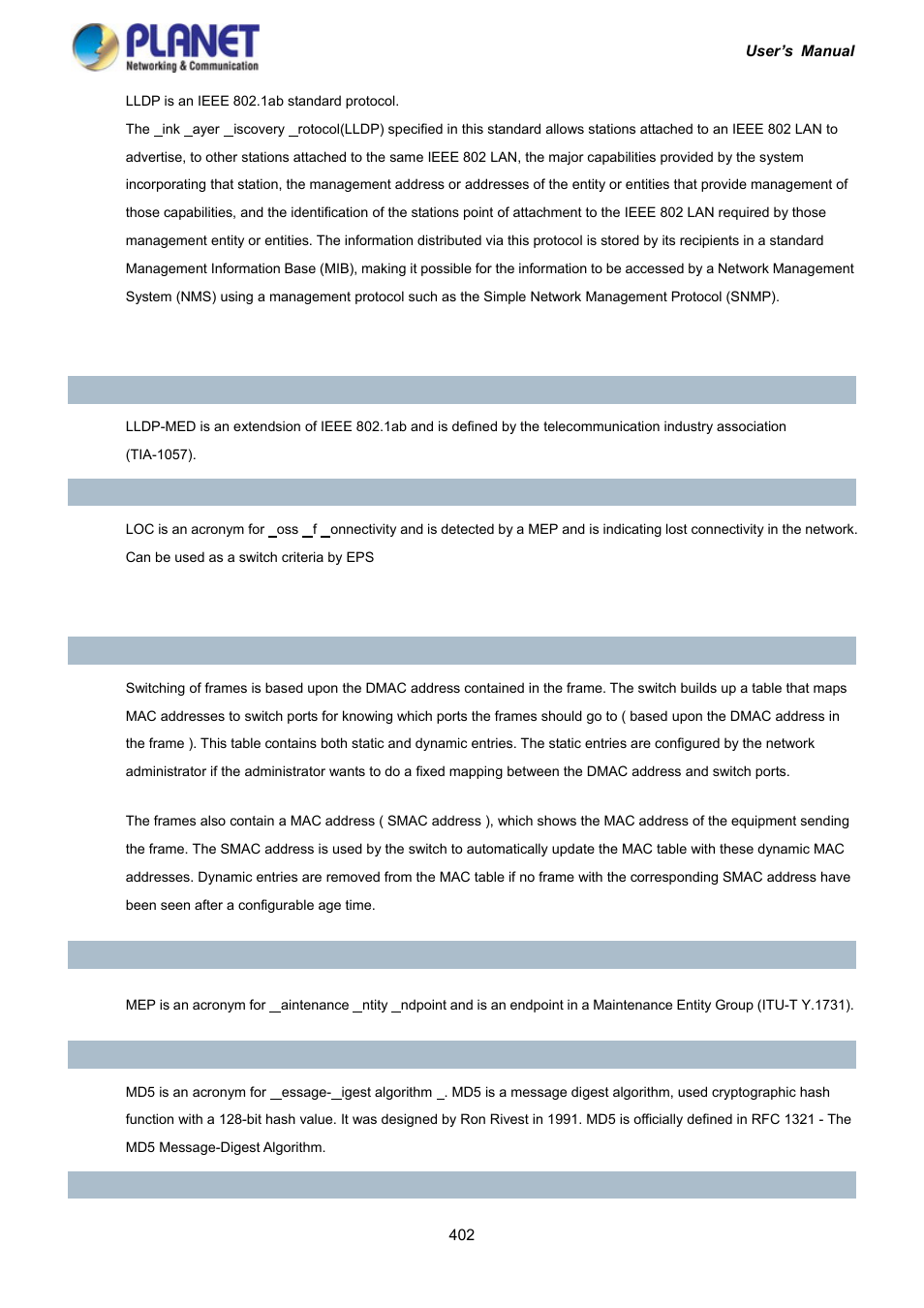 PLANET IGS-10020HPT User Manual | Page 402 / 417