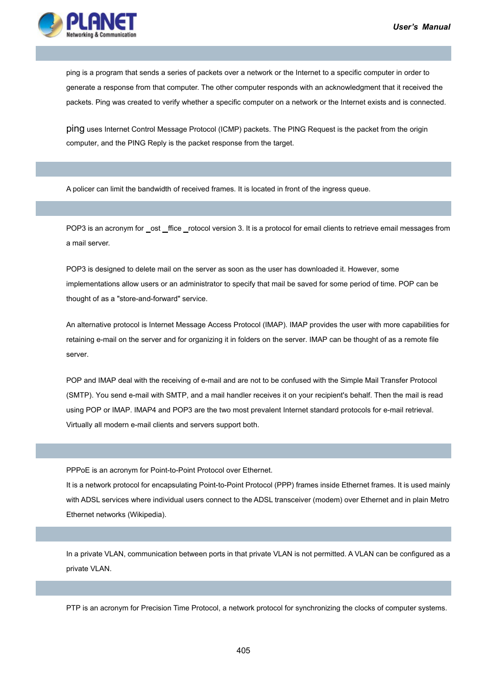 Ping | PLANET IGS-10020HPT User Manual | Page 405 / 417