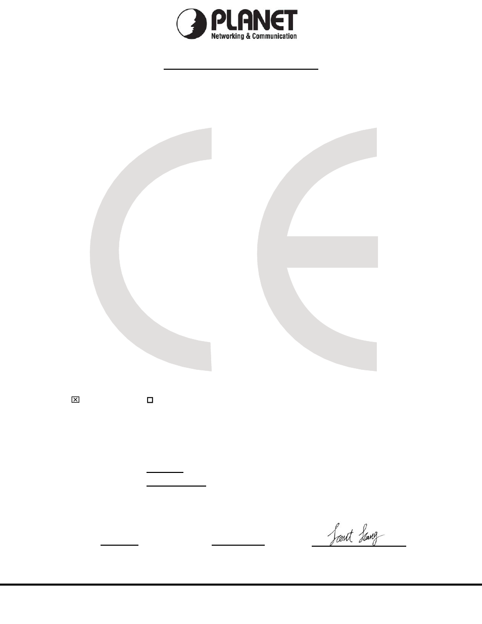 Ec declaration of conformity, Planet technology corporation | PLANET IGS-10020HPT User Manual | Page 413 / 417