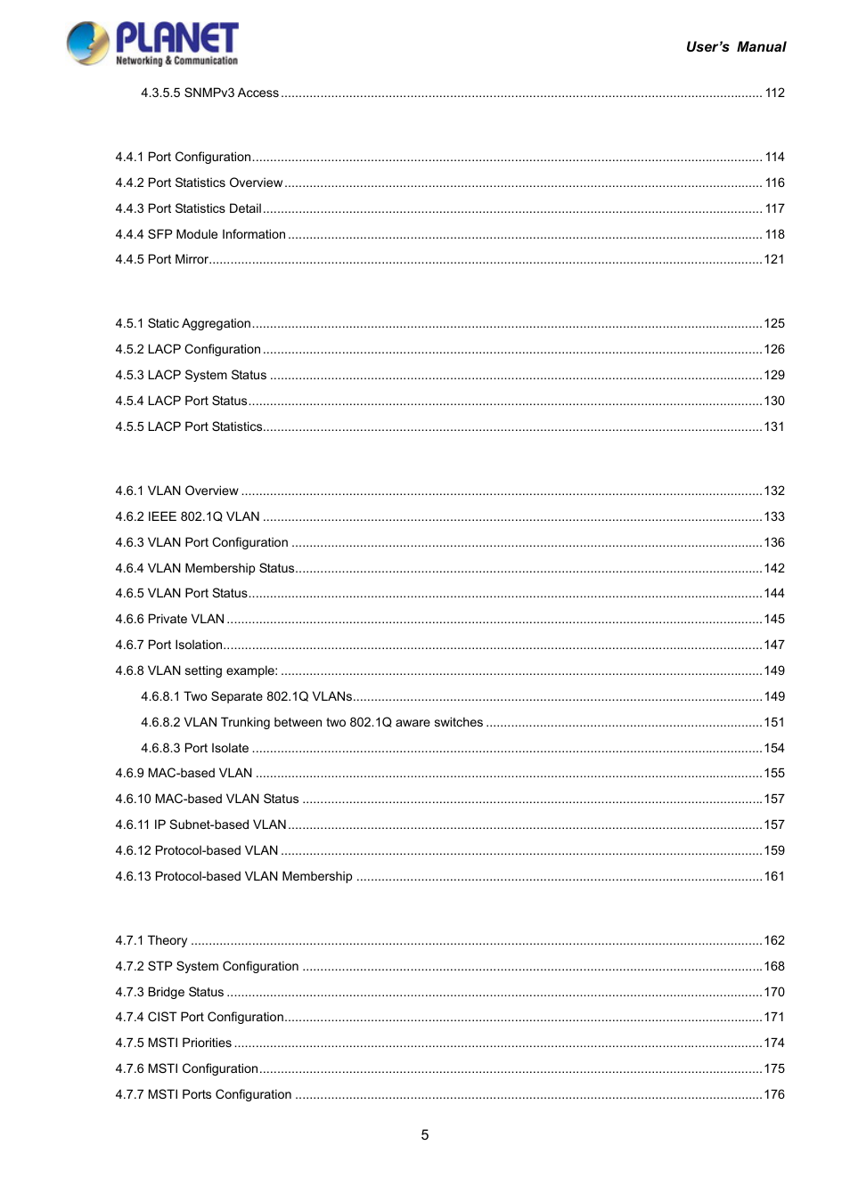 PLANET IGS-10020HPT User Manual | Page 5 / 417