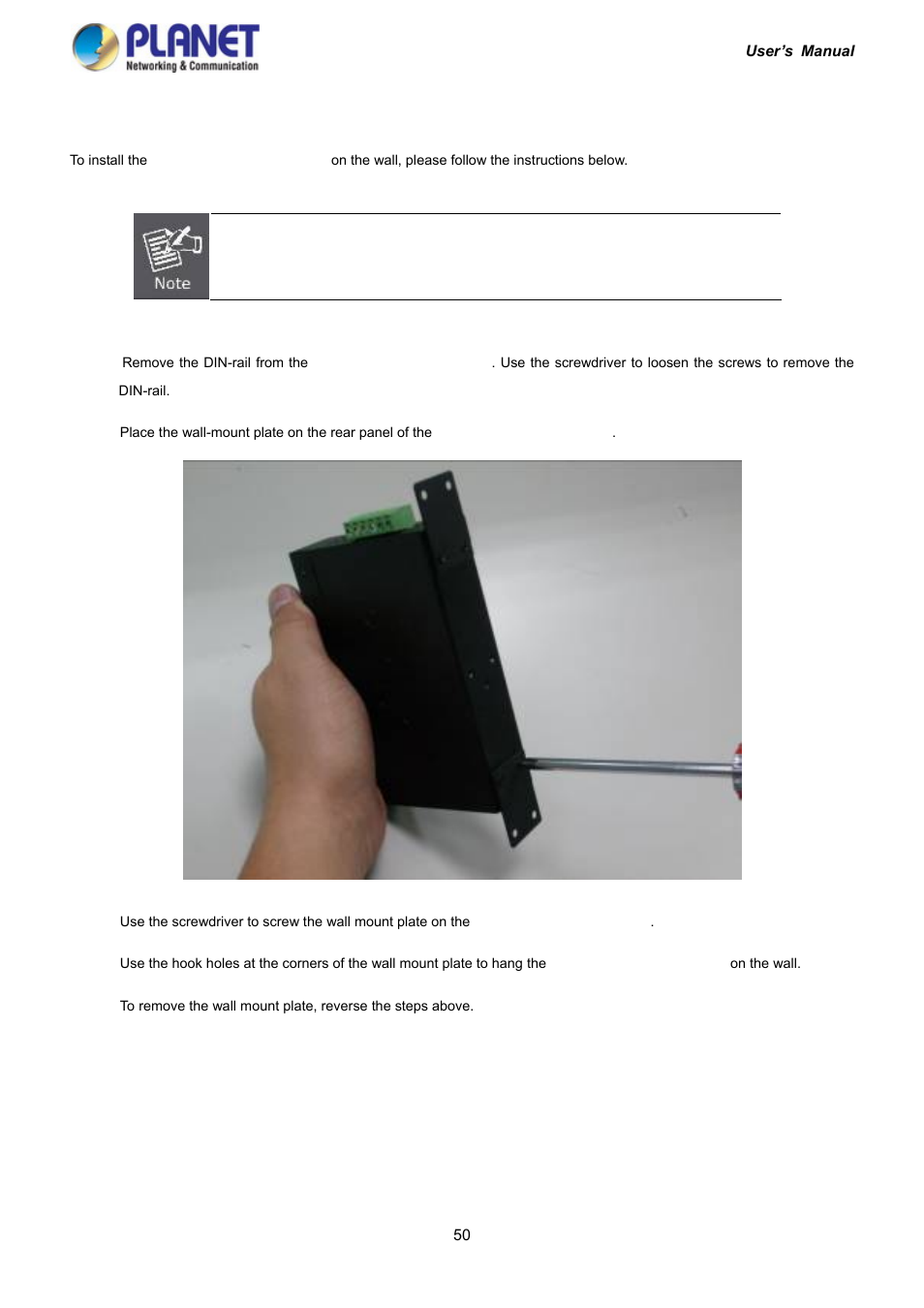 3 wall mount plate mounting | PLANET IGS-10020HPT User Manual | Page 50 / 417