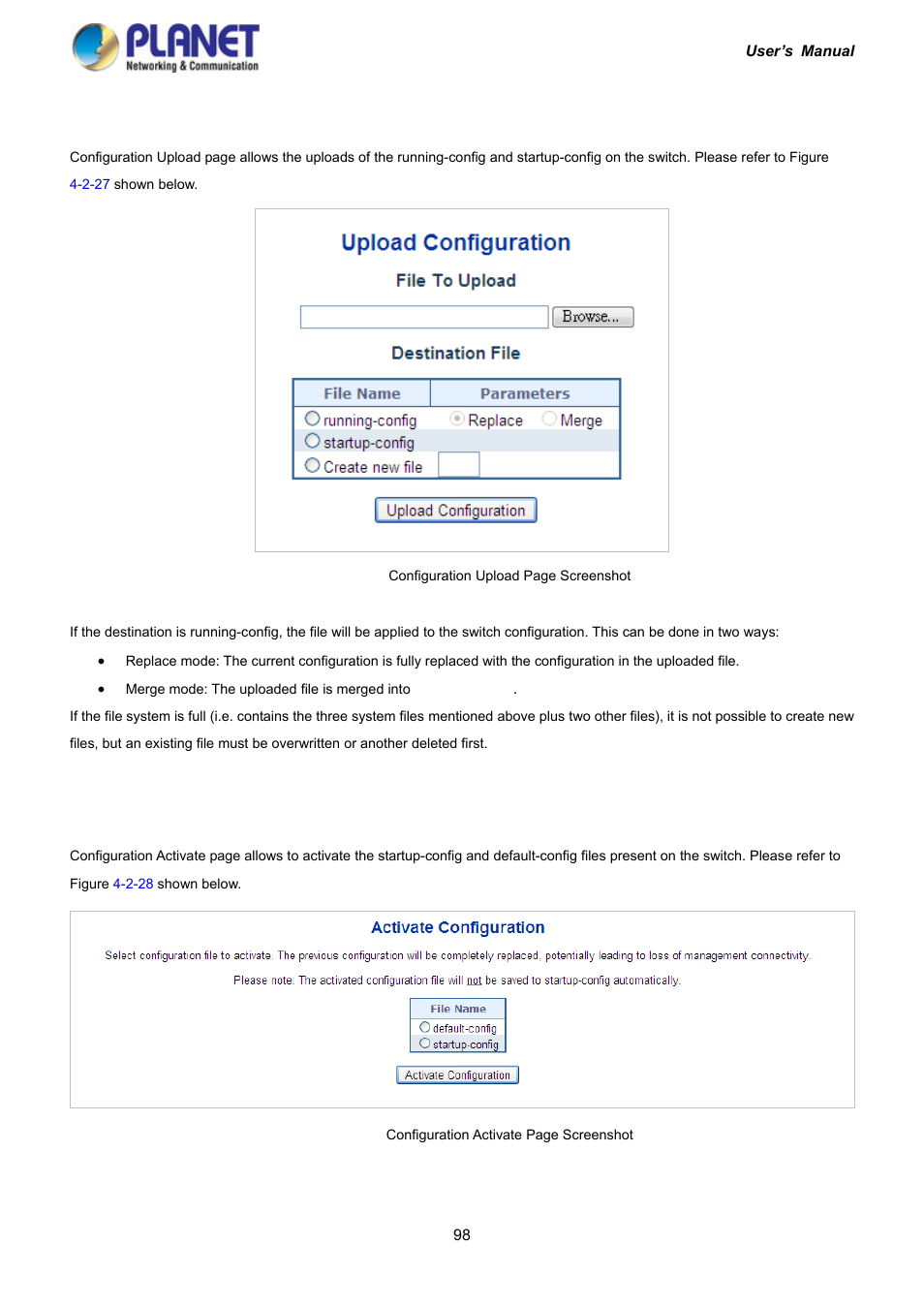 22 configuration upload, 23 configuration activate | PLANET IGS-10020HPT User Manual | Page 98 / 417
