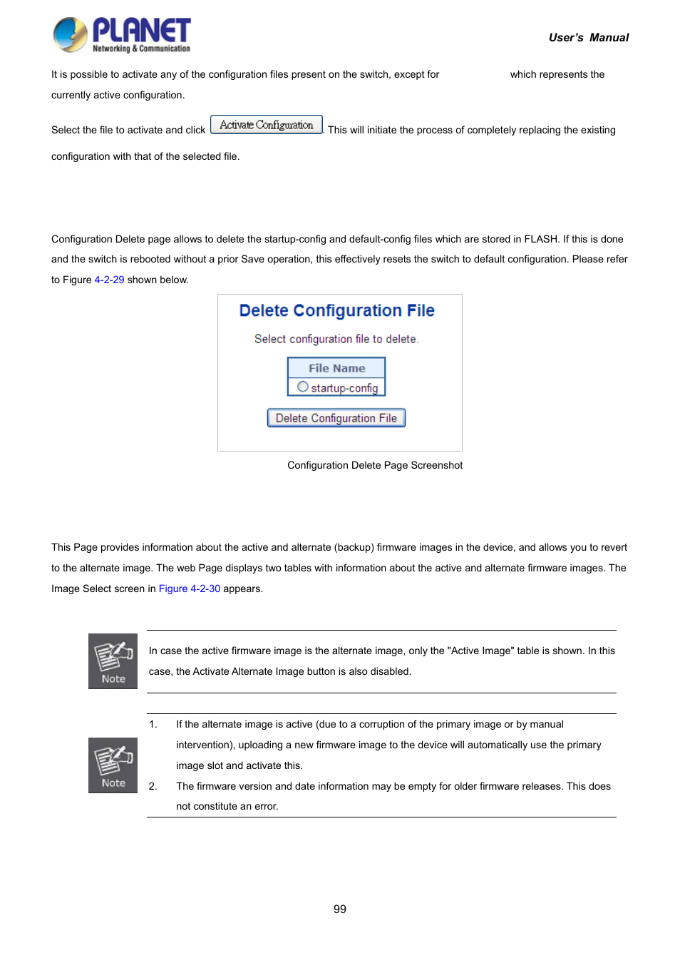 24 configuration delete, 25 image select | PLANET IGS-10020HPT User Manual | Page 99 / 417