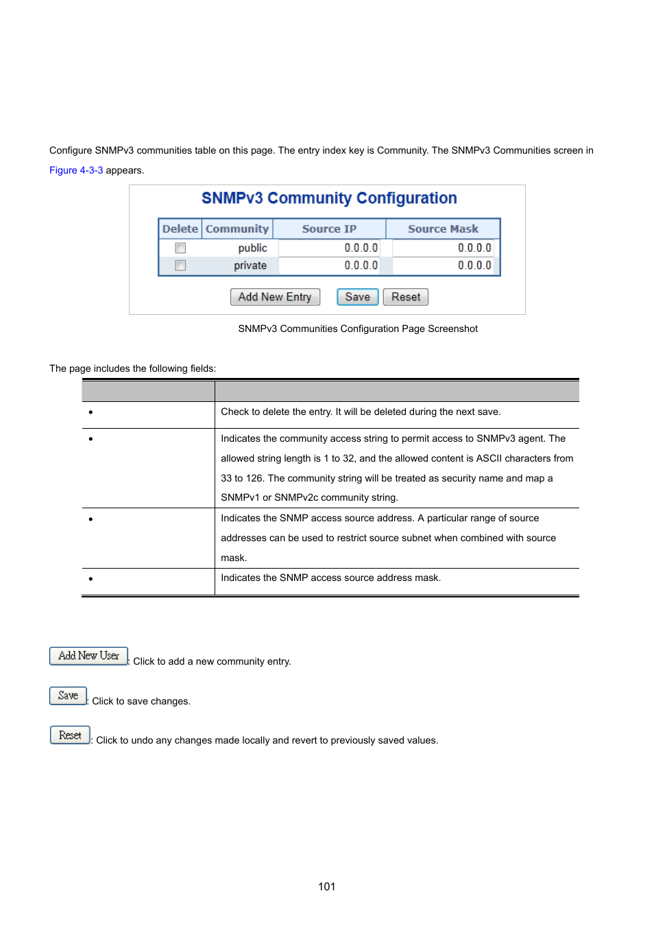 4 snmpv3 configuration, 1 snmpv3 communities | PLANET IGS-10020HPT User Manual | Page 101 / 615