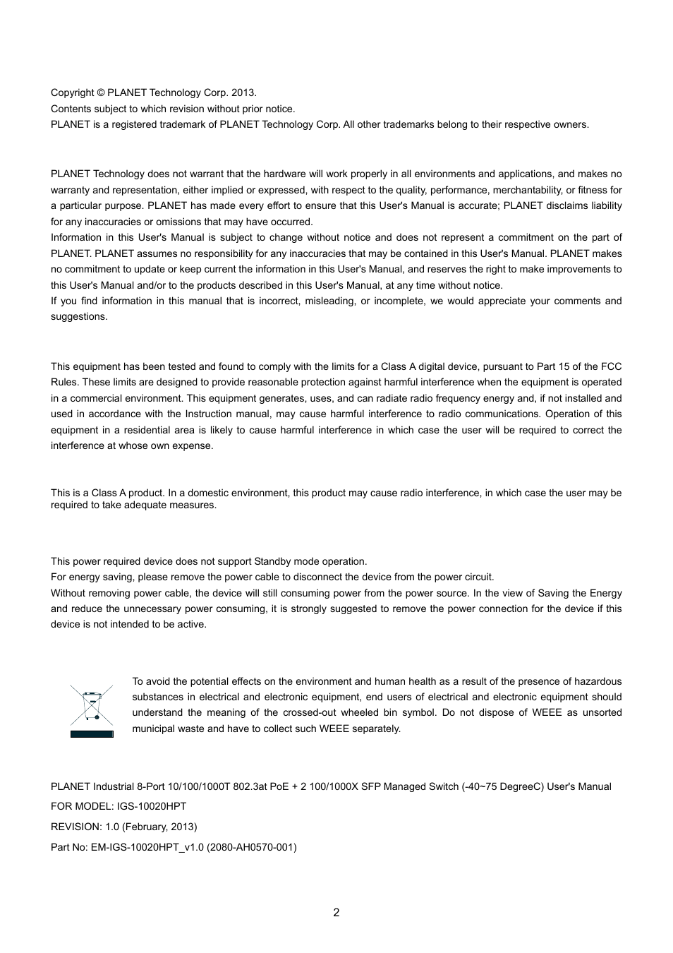 PLANET IGS-10020HPT User Manual | Page 2 / 615