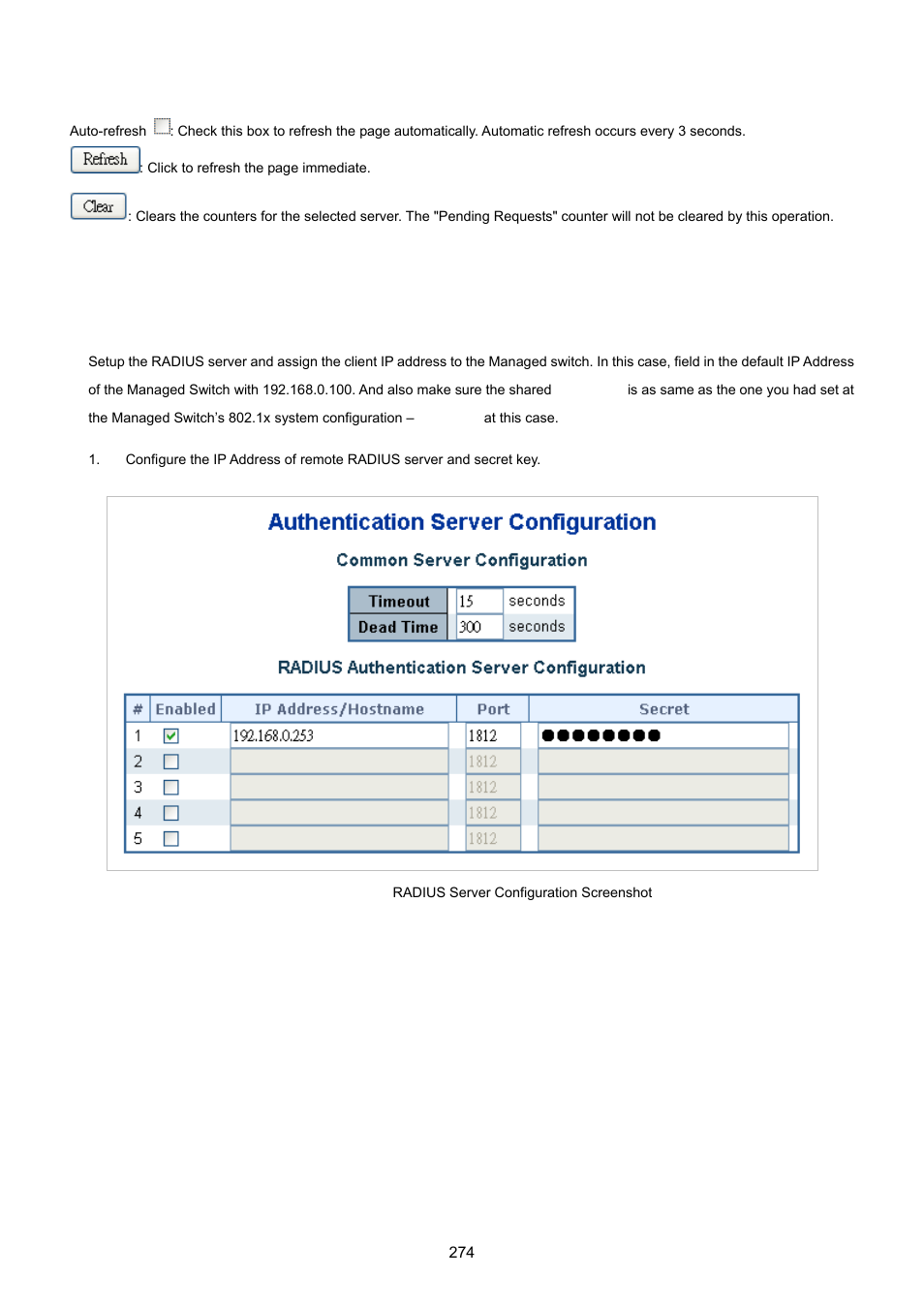 9 windows platform radius server configuration | PLANET IGS-10020HPT User Manual | Page 274 / 615