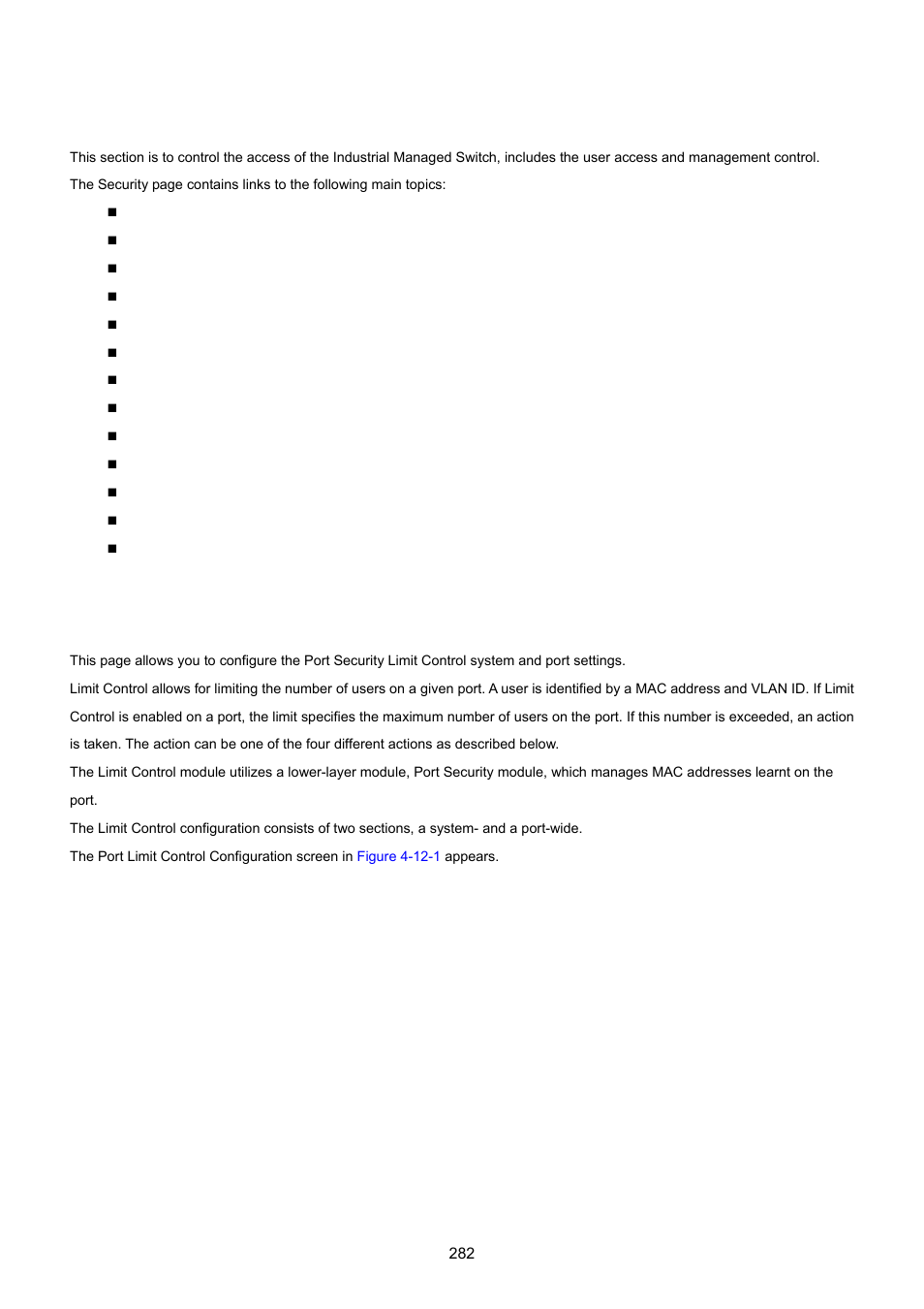 12 security, 1 port limit control | PLANET IGS-10020HPT User Manual | Page 282 / 615