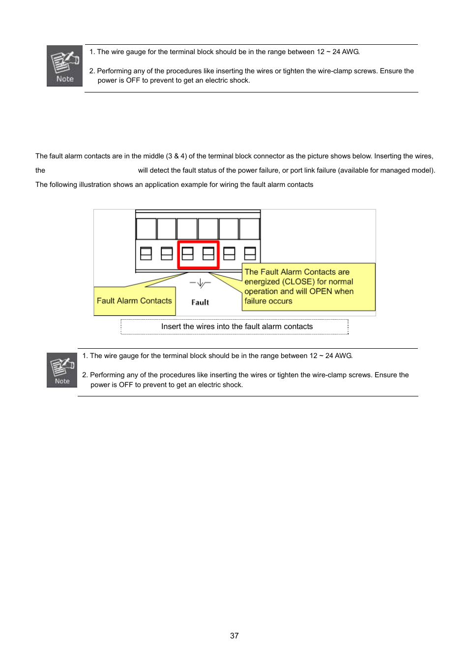 5 wiring the fault alarm contact | PLANET IGS-10020HPT User Manual | Page 37 / 615