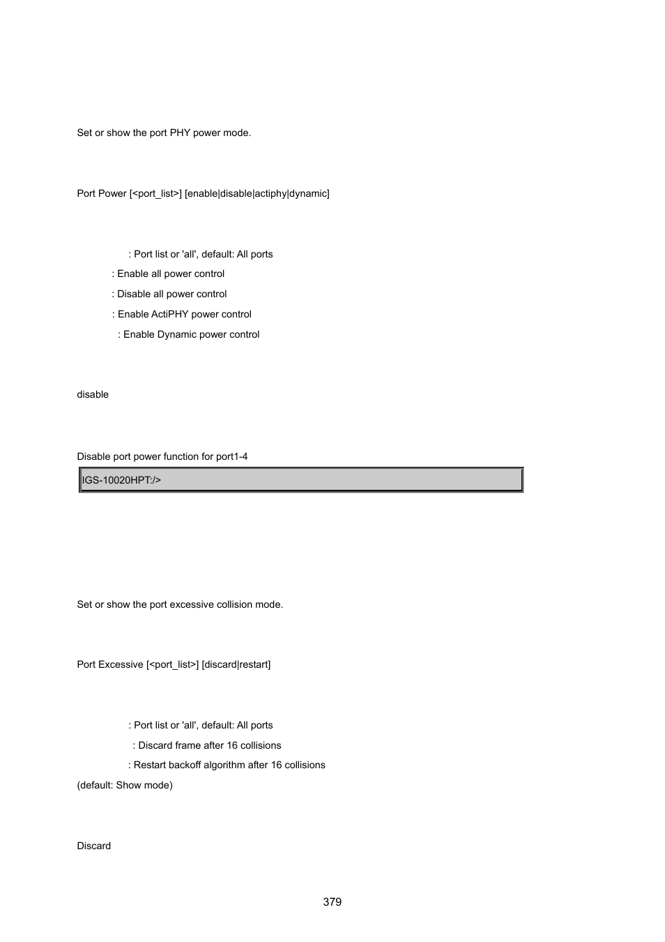 Port power, Port excessive | PLANET IGS-10020HPT User Manual | Page 379 / 615