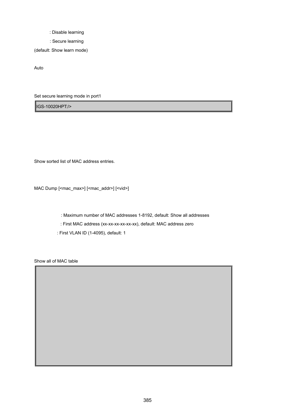 Mac dump | PLANET IGS-10020HPT User Manual | Page 385 / 615