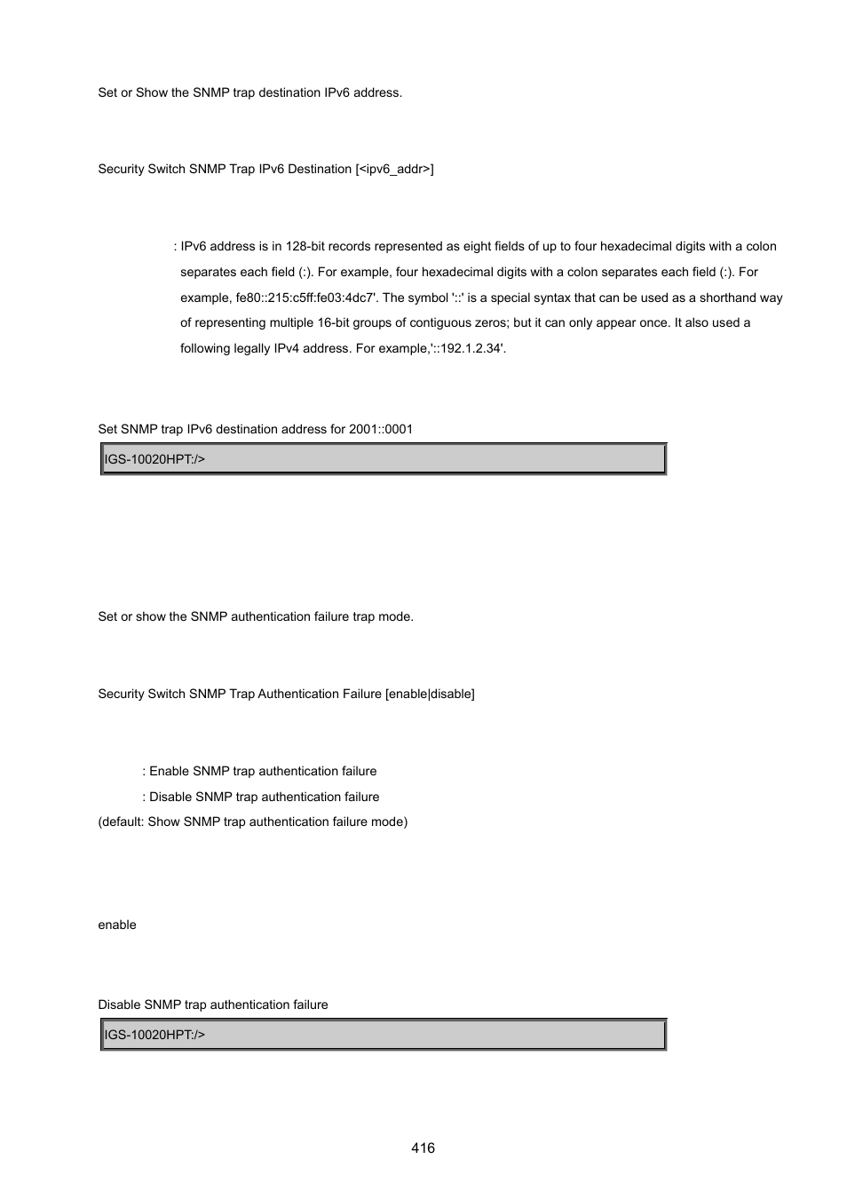 Security switch snmp trap authentication failure | PLANET IGS-10020HPT User Manual | Page 416 / 615
