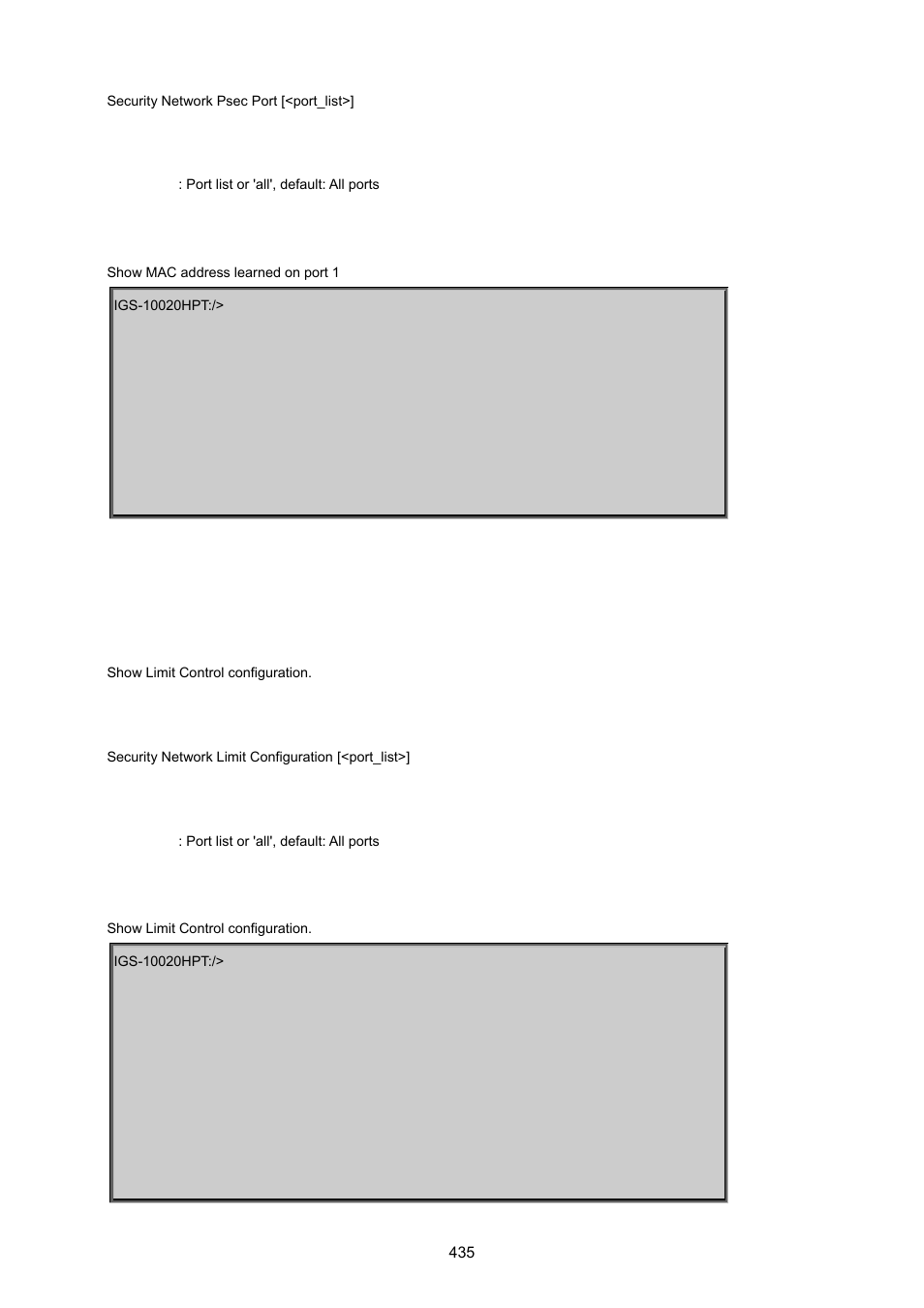 Security network limit configuration | PLANET IGS-10020HPT User Manual | Page 435 / 615