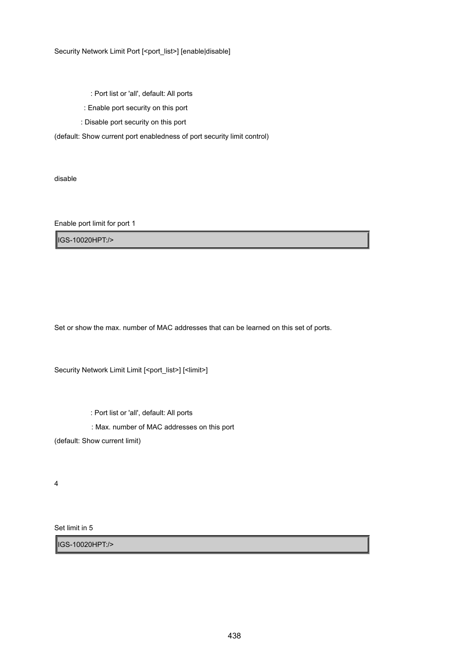 Security network limit limit | PLANET IGS-10020HPT User Manual | Page 438 / 615