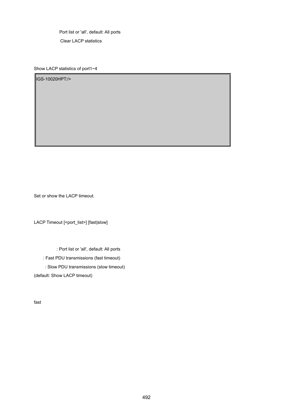 Lacp timeout | PLANET IGS-10020HPT User Manual | Page 492 / 615