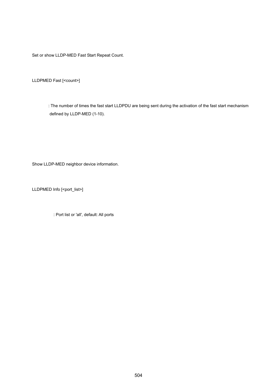 Lldp med fast, Lldp med info | PLANET IGS-10020HPT User Manual | Page 504 / 615