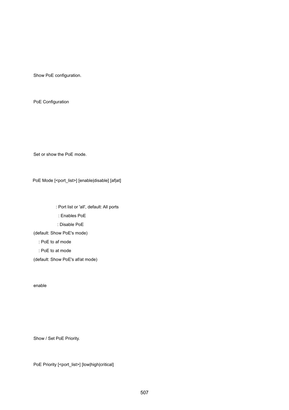 14 poe command, Poe configuration, Poe mode | Poe priority | PLANET IGS-10020HPT User Manual | Page 507 / 615