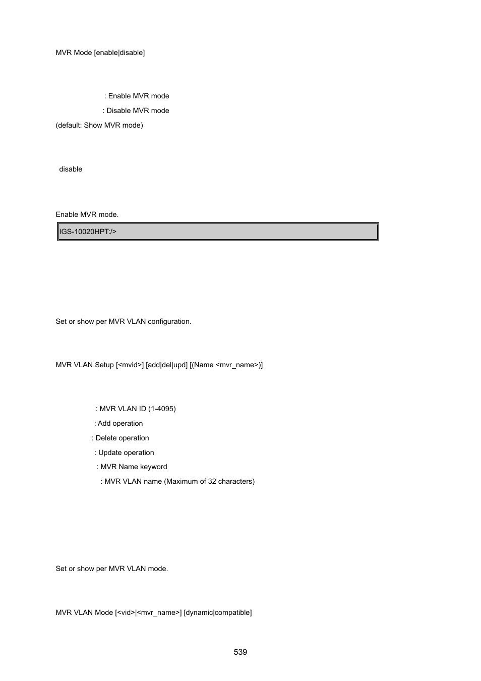 Mvr vlan setup, Mvr vlan mode | PLANET IGS-10020HPT User Manual | Page 539 / 615