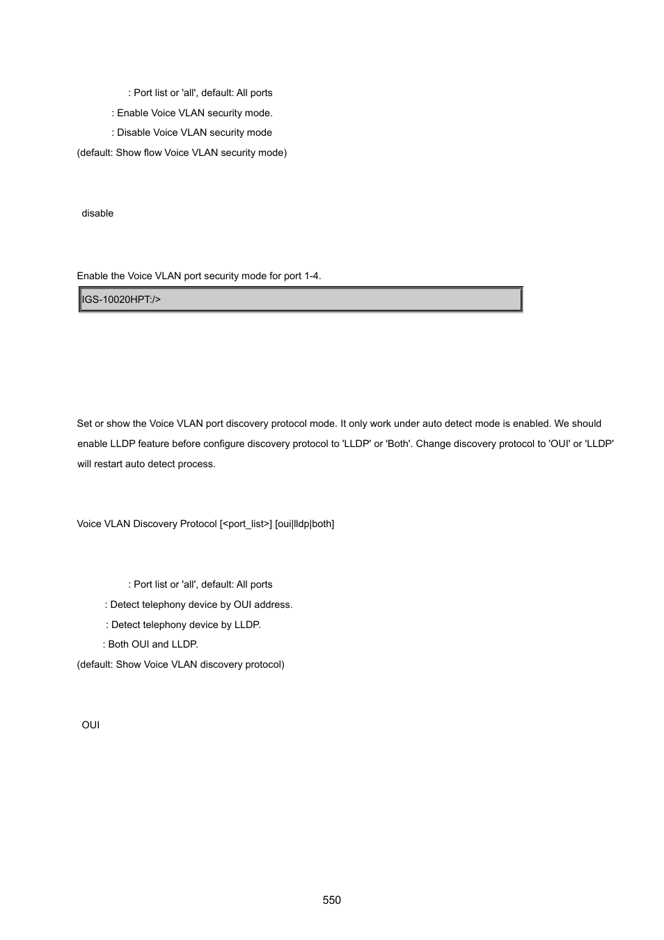 Voice vlan discovery protocol | PLANET IGS-10020HPT User Manual | Page 550 / 615