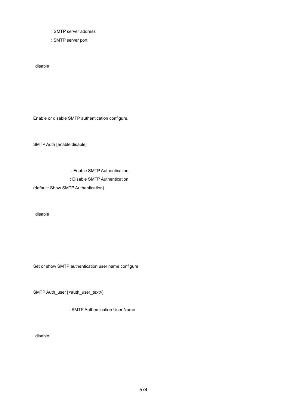 Smtp auth, Smtp auth_user | PLANET IGS-10020HPT User Manual | Page 574 / 615