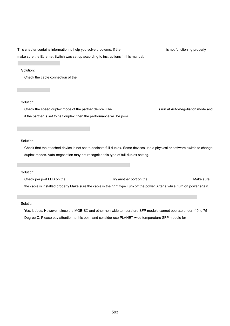 Trouble shooting | PLANET IGS-10020HPT User Manual | Page 593 / 615