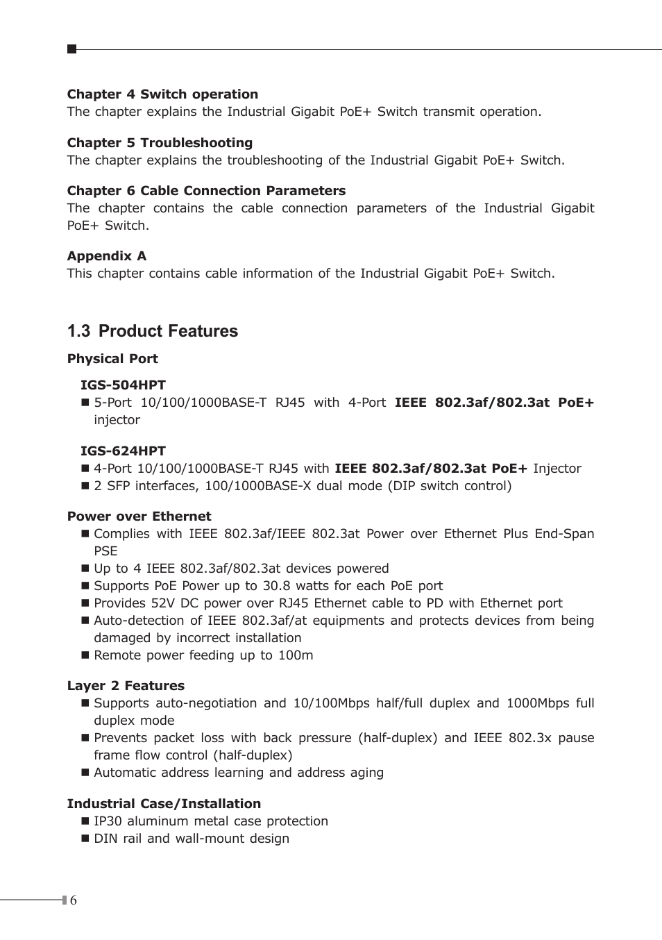 3 product features | PLANET IGS-504HPT User Manual | Page 6 / 36