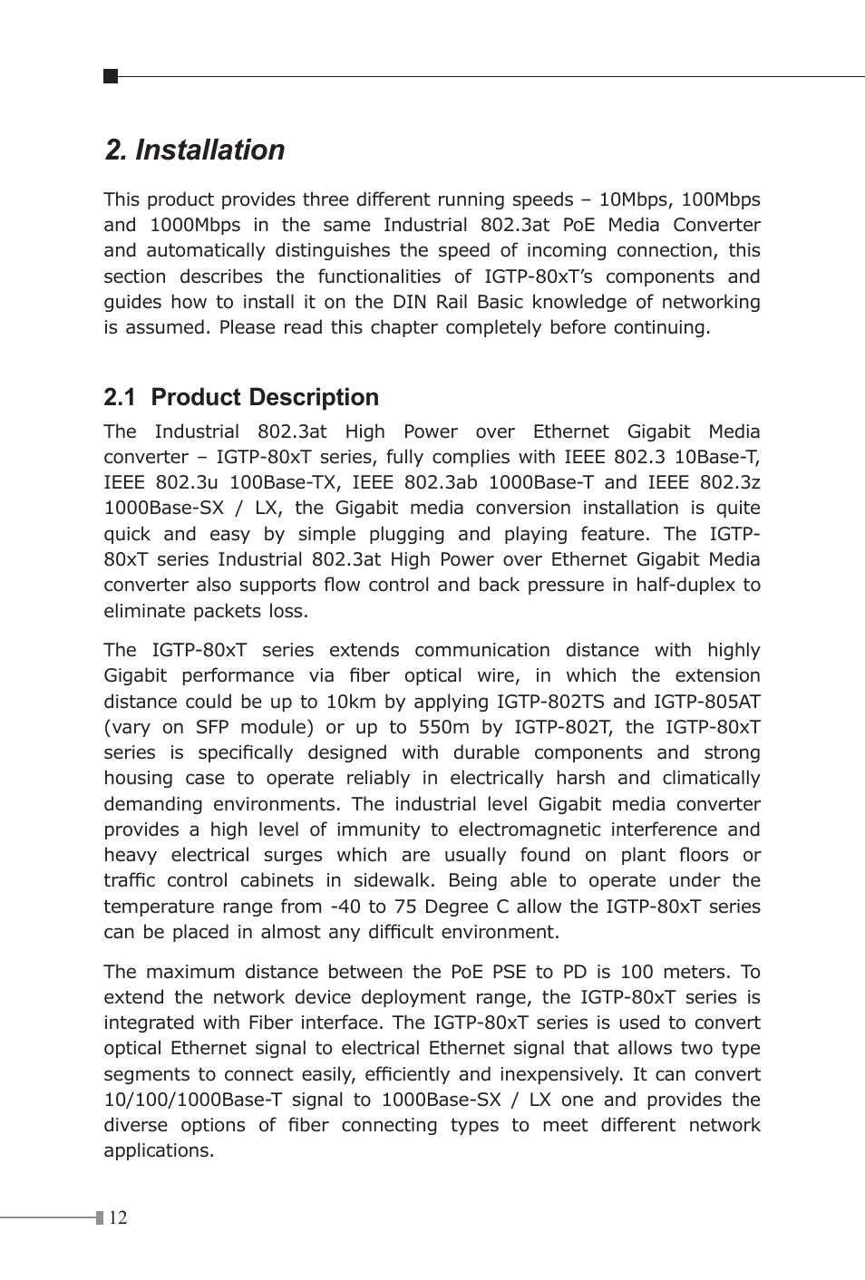 Installation | PLANET IGTP-80xT Series User Manual | Page 12 / 32