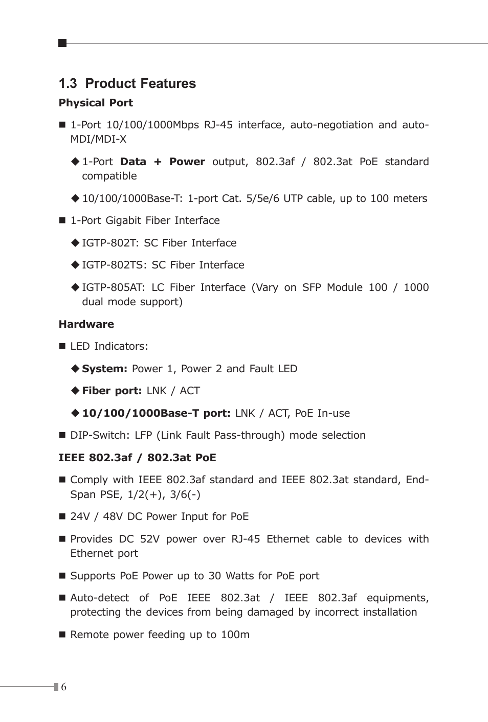 3 product features | PLANET IGTP-80xT Series User Manual | Page 6 / 32