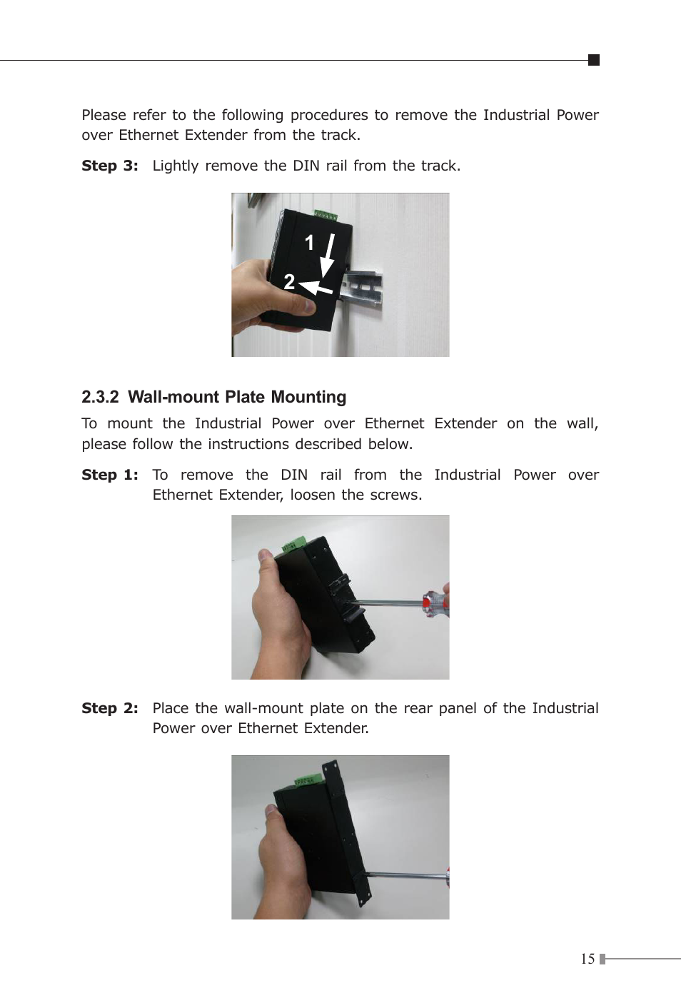 2 wall-mount plate mounting | PLANET IPOE-E174 User Manual | Page 15 / 20